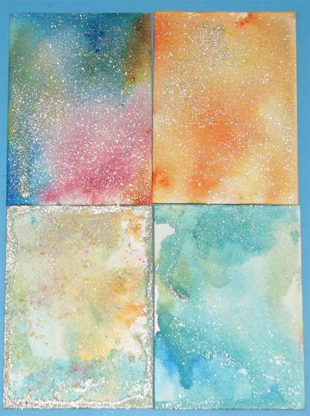 DIY Cards with Brusho Crystals and Watercolor Paint