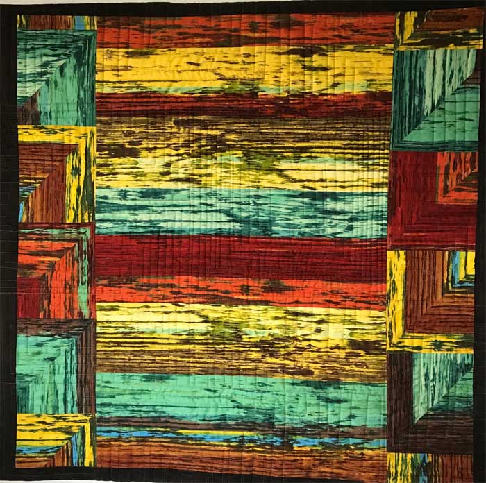 Stacked Squares art quilt back by Chris Vinh