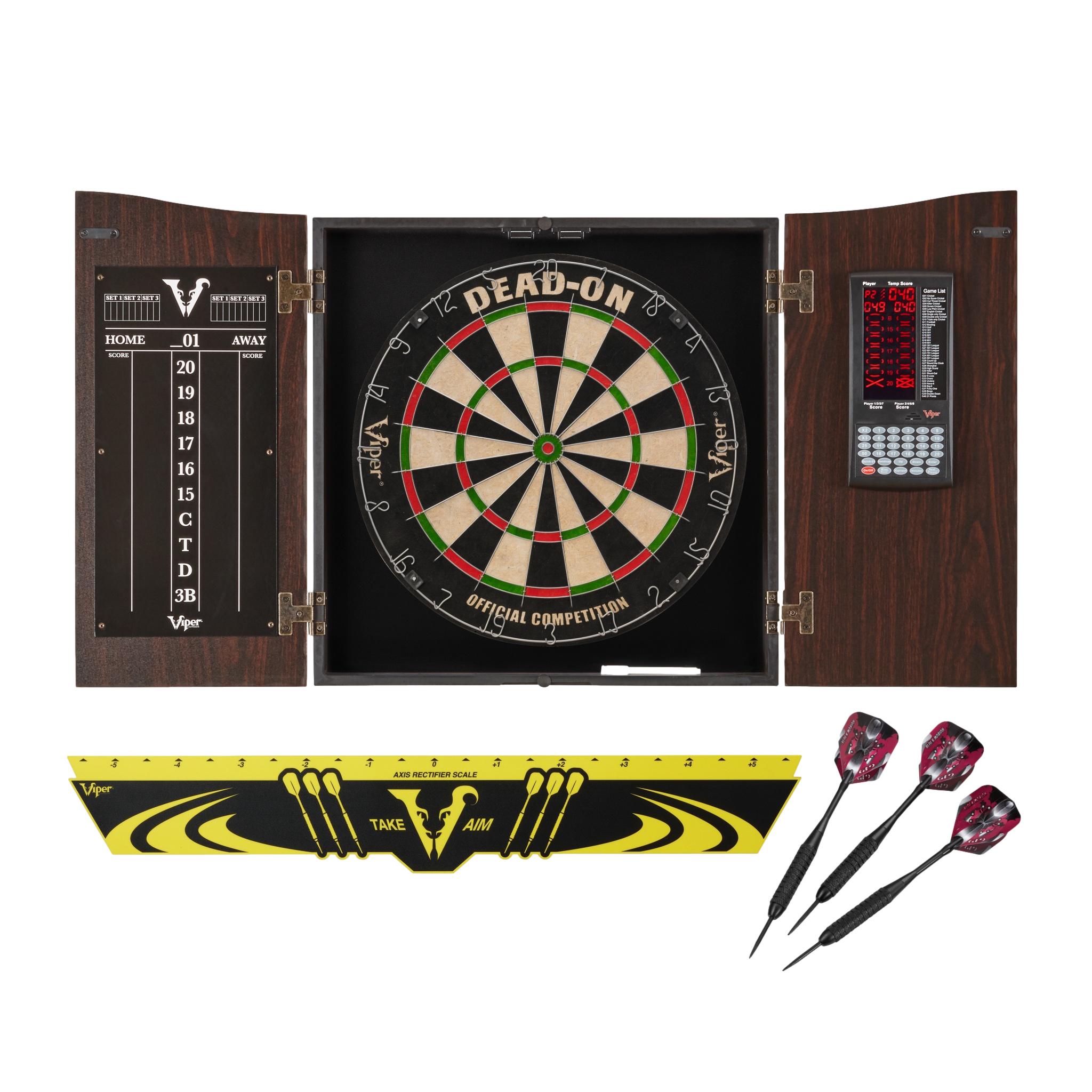 Viper Dartboard Cabinet with Built-In Pro Score, Dead-On Dartboard, Throw Line and Darts