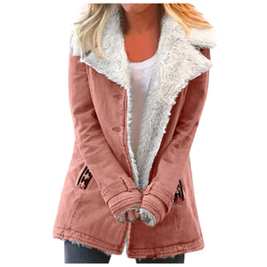 Women's Jacket Buckle Pockets  Fleece Lined Overcoat - integrityhomedecor