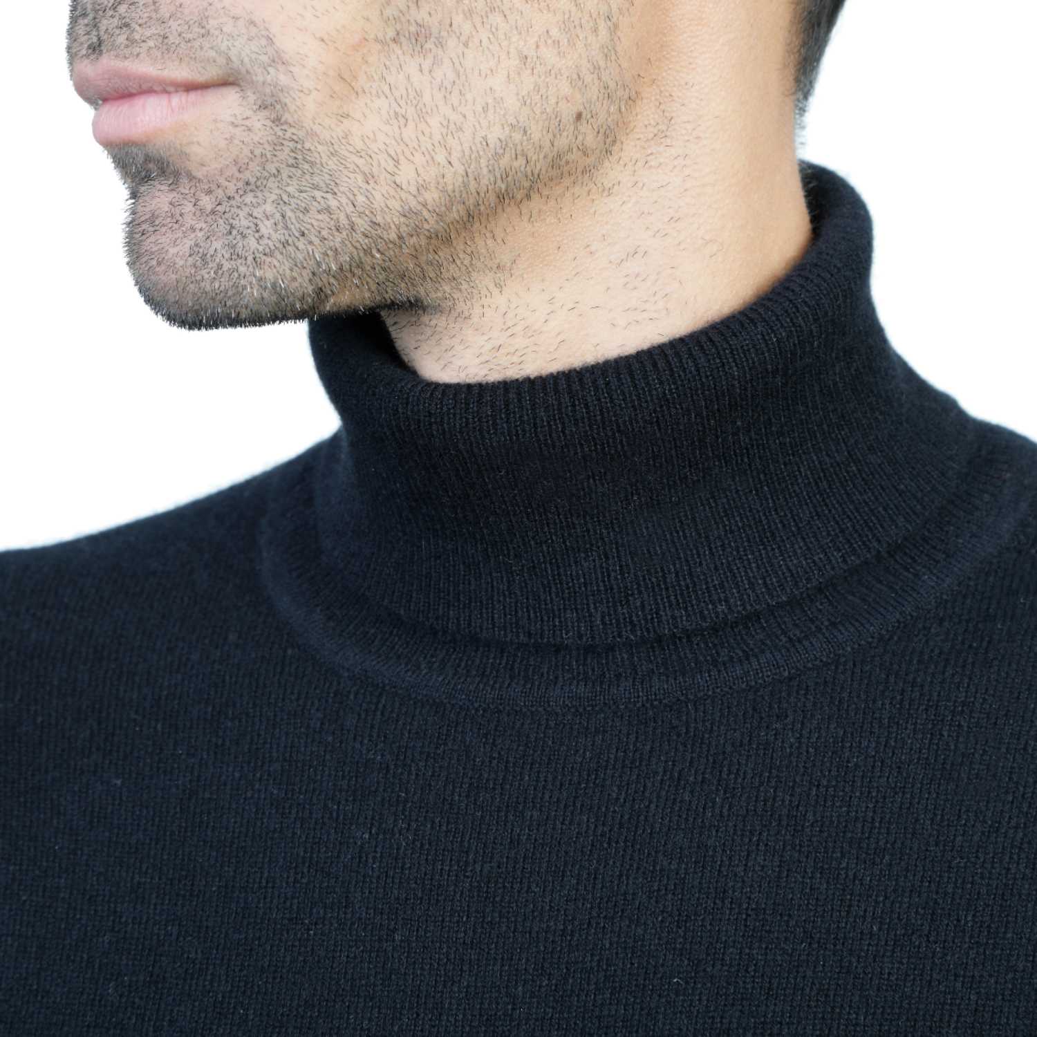 Mens Polo Neck Sweater In Pure Cashmere - The Cashmere Choice