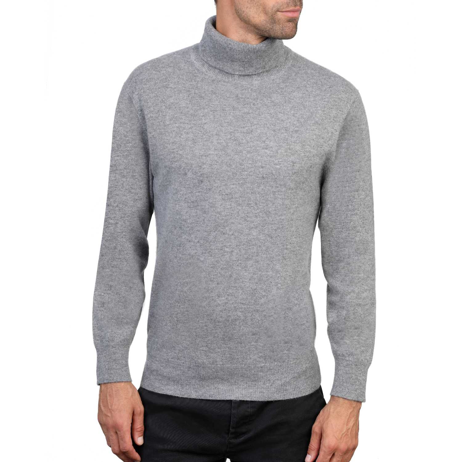Mens Polo Neck Sweater In Pure Cashmere - The Cashmere Choice
