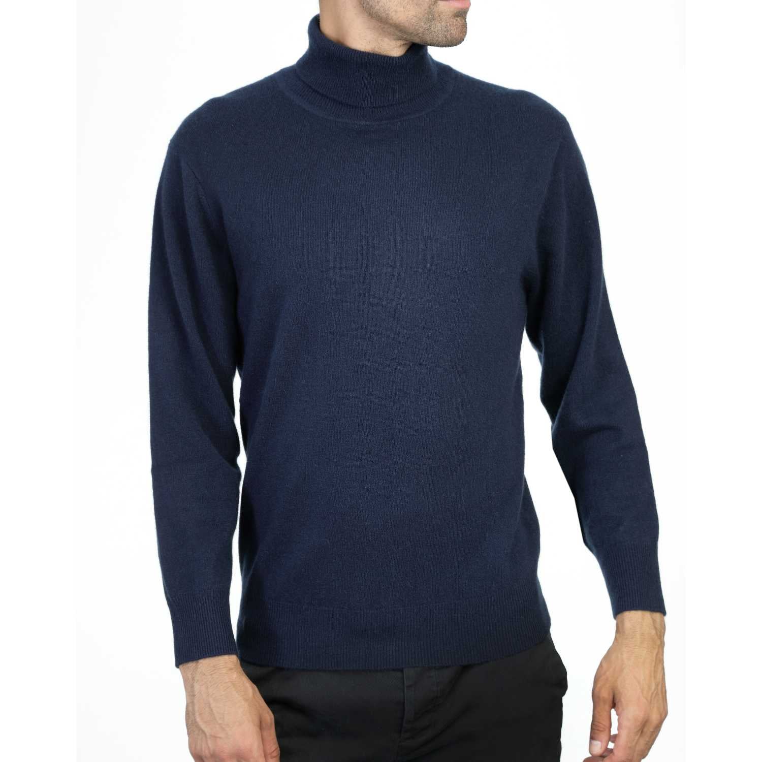 Mens Polo Neck Sweater In Pure Cashmere - The Cashmere Choice