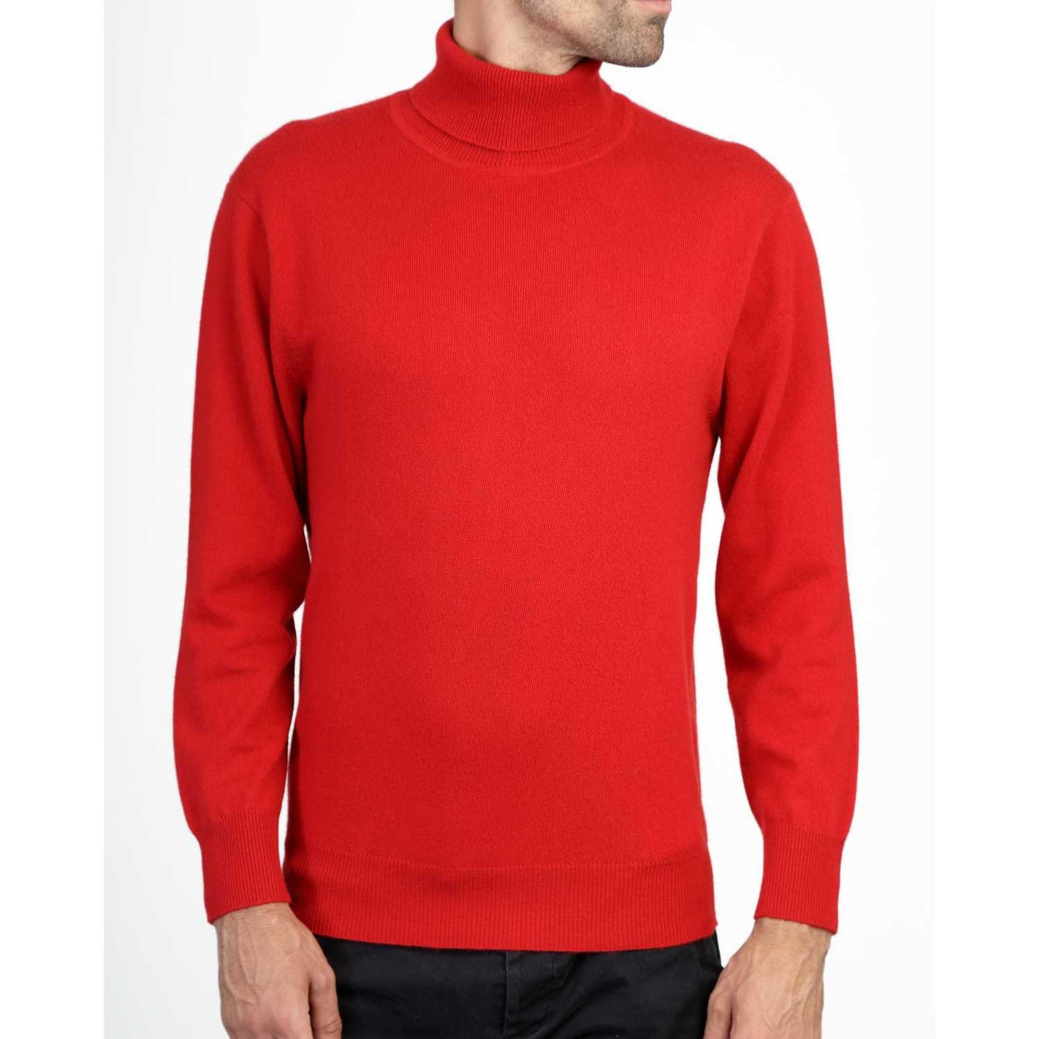 Mens Polo Neck Sweater In Pure Cashmere - The Cashmere Choice