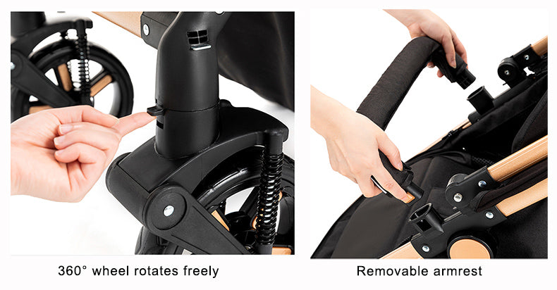 360° wheel rotates freely and Removable armrest design