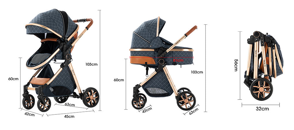 2 in 1 baby stroller size