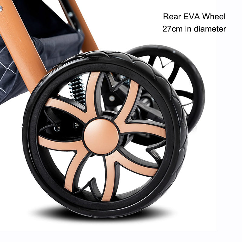 Baby Stroller Rear and Front Wheel Replacement Stroller with Large Rubber Wheels