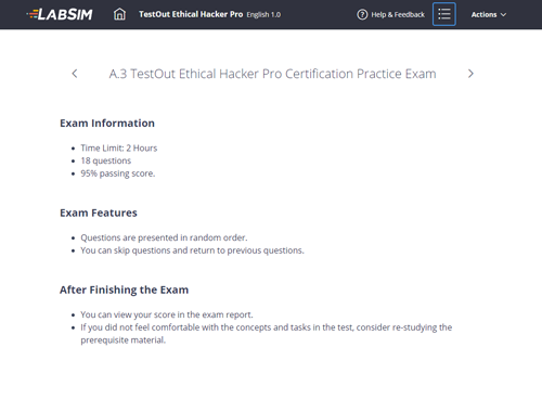 Ethical Hacker Pro practice exam