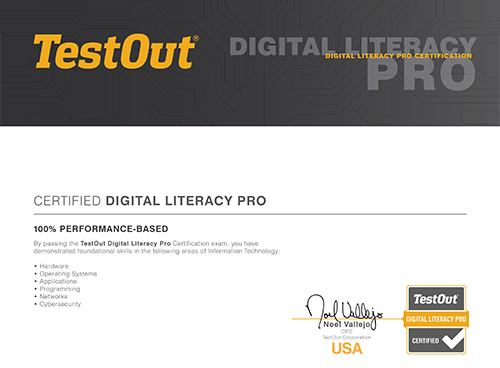 TestOut Digital Literacy Pro Certificate