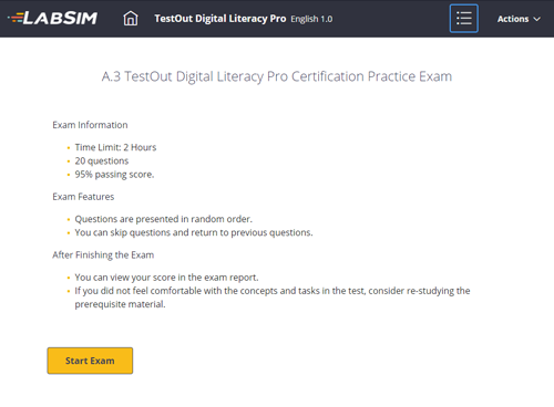 Digital Literacy Pro practice exam