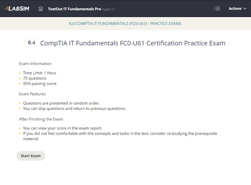 CompTIA IT Fundamentals+ Practice Exam