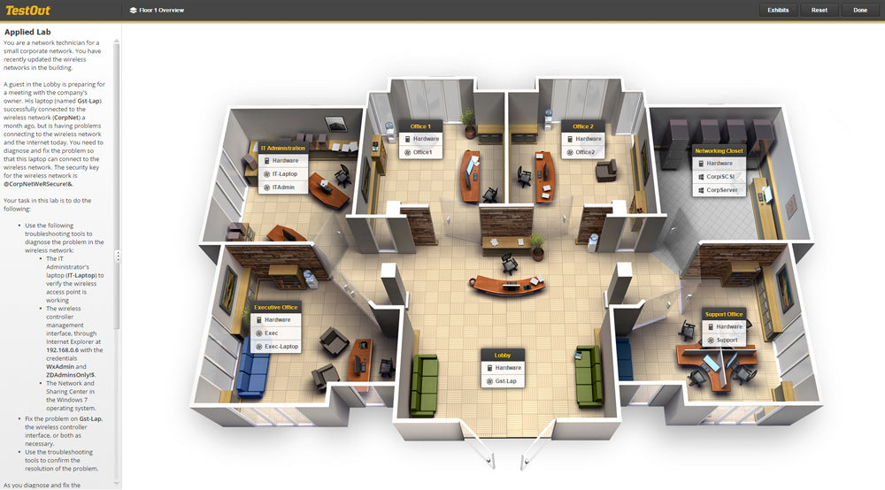 TestOut lab simulation