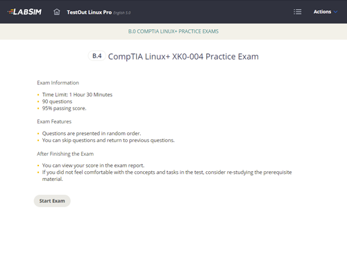 TestOut Linux Pro Practice Exam
