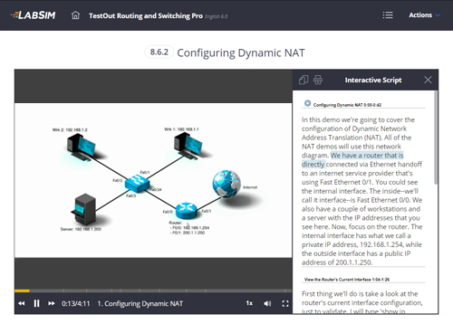 TestOut Routing and Switching Pro Demonstration