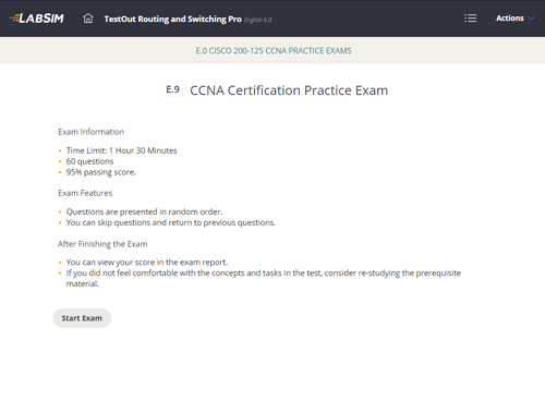 TestOut Routing and Switching Pro Practice Exam