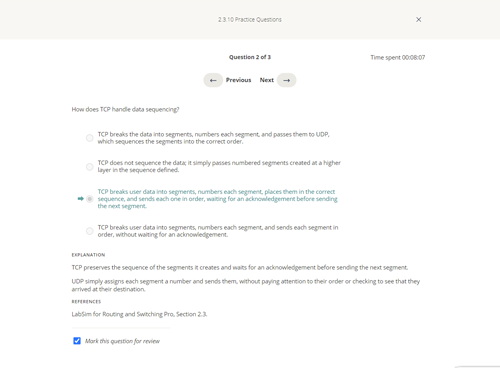 TestOut Routing and Switching Pro Quiz