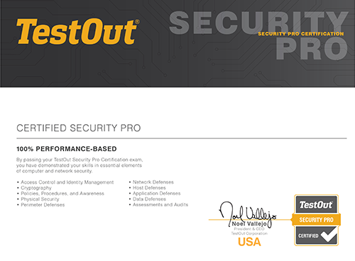 TestOut Security Pro Cert