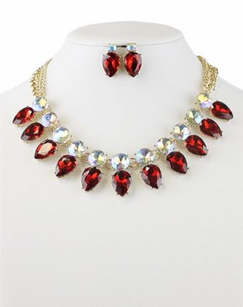 Red Crystal Necklace Set