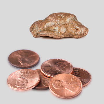Copper nugget and pennies