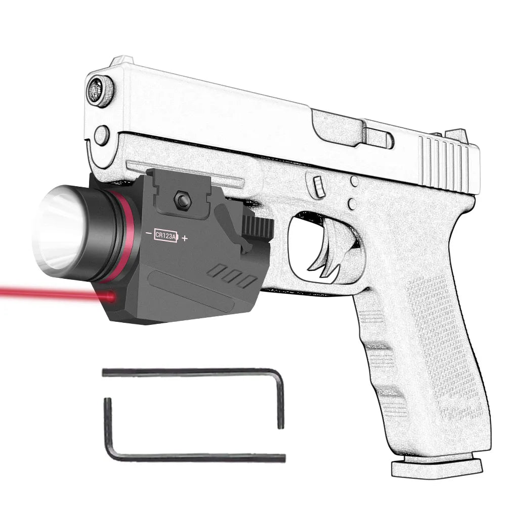 Tactical LED Flashlight Red Laser Sight for 20mm Rail