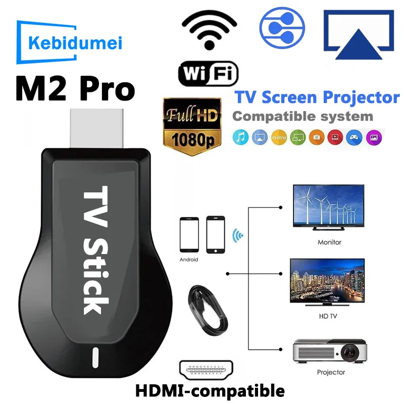 M2 Pro Wireless WiFi TV Stick Display TV Dongle HDMI-compatible Smart