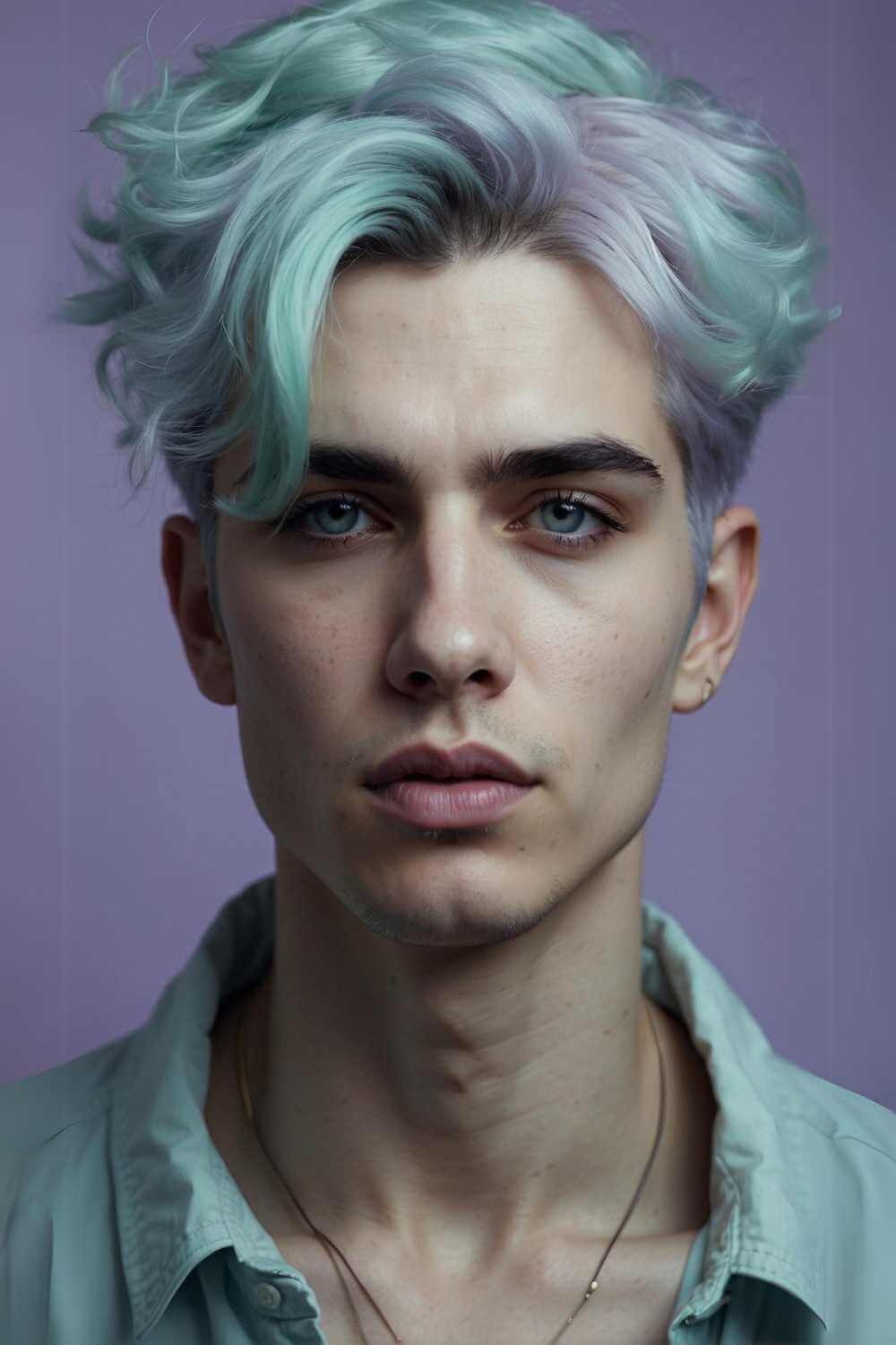 Pastel Goth Male Hairstyles Soft Blue