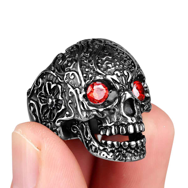 Sugar Skull Ring Red Eye Xenos Jewelry