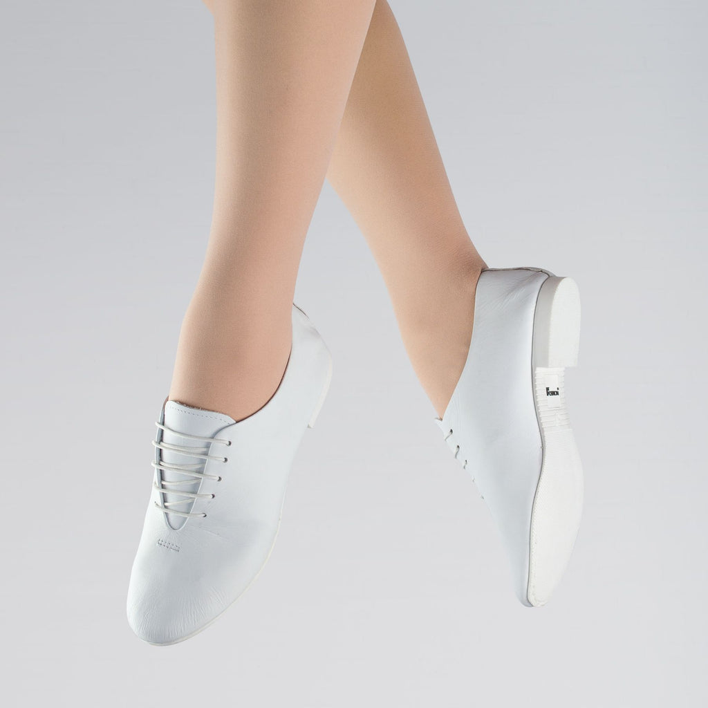 white slip on jazz shoes