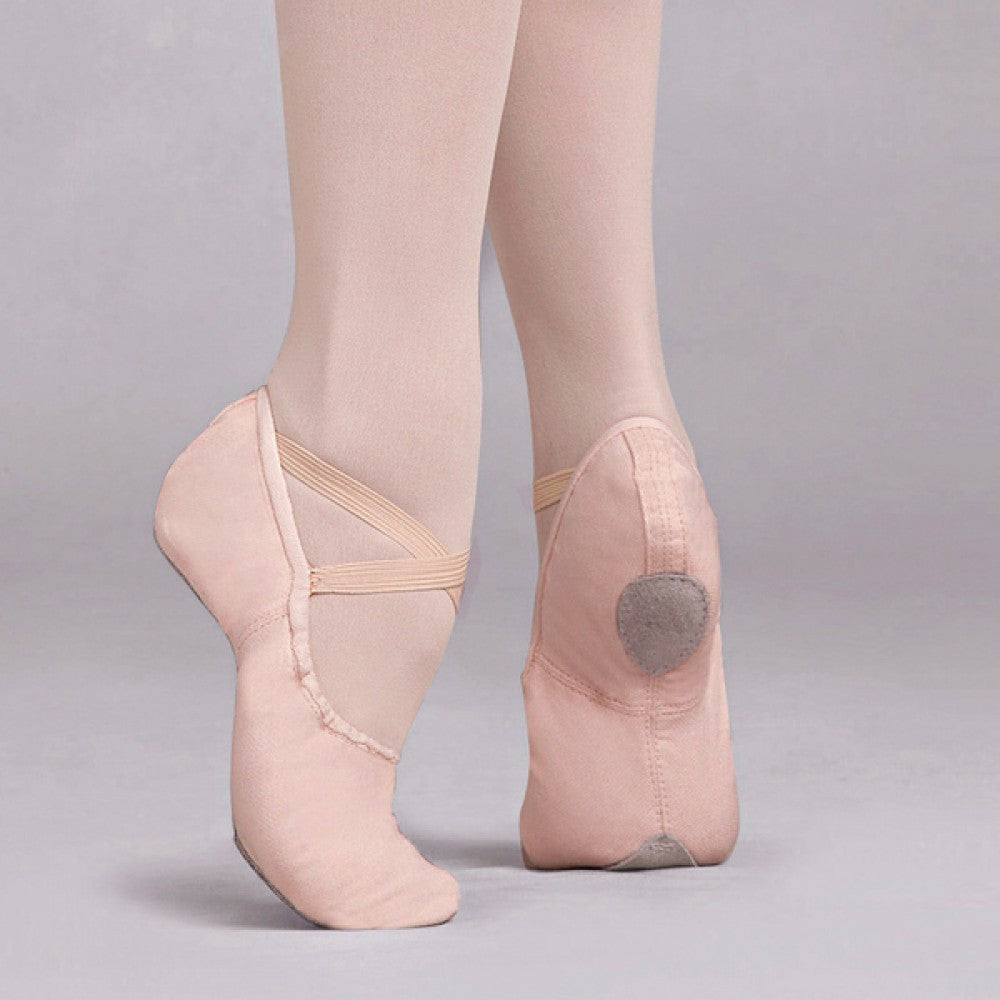 tan canvas ballet shoes