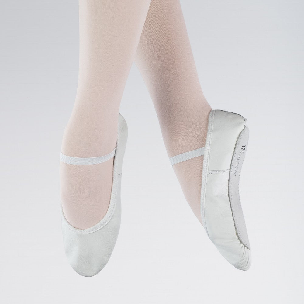 white leather ballet flats