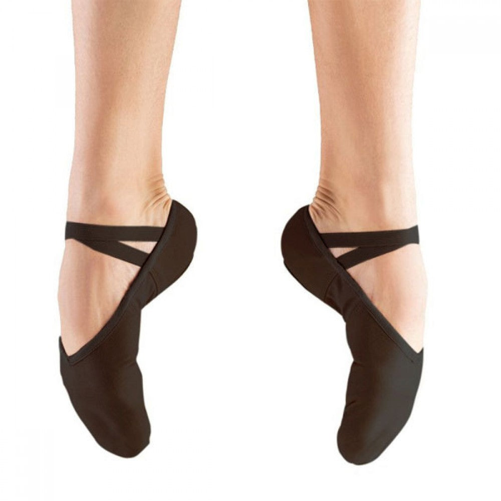 black leather split sole ballet shoes