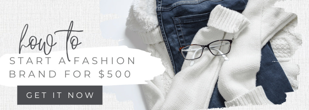 Photo of fashion clothing with text on banner