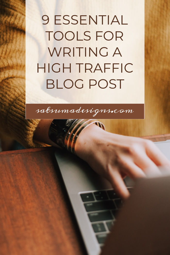 9 essential tools for writing a high traffic blog post. Discover free and easy to use tools to make quality blog post writing easy and effective. #SEO #blogging #blogger #webtool #searchterms #keywords