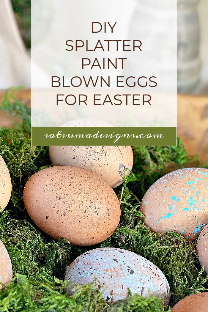 DIY splatter paint blown eggs for Easter decorating. Try this cheap and easy project to make delicate blown eggs that are lovely for springtime decorating. #blowneggs #Easter #decorating #Easterdecor