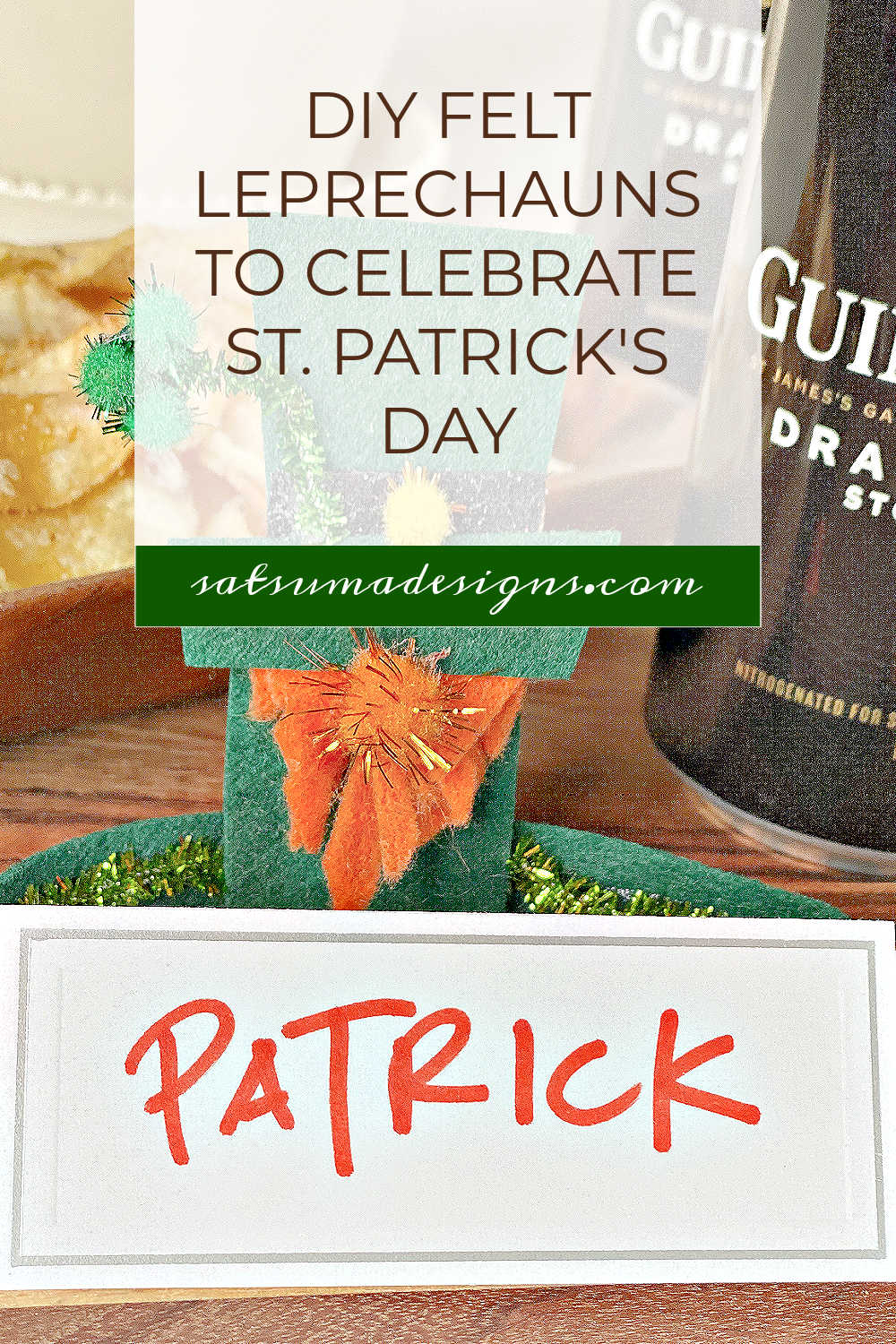 DIY felt leprechauns to celebrate St. Patrick's Day. Try these easy and fun kids craft to brighten up your holiday table and home. #stpatricksday #leprechaun #feltcrafts #easycraftsforkids #kidscraft