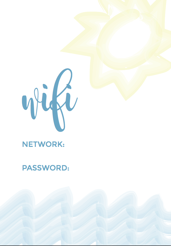 Summer Guest Room Wifi Printable