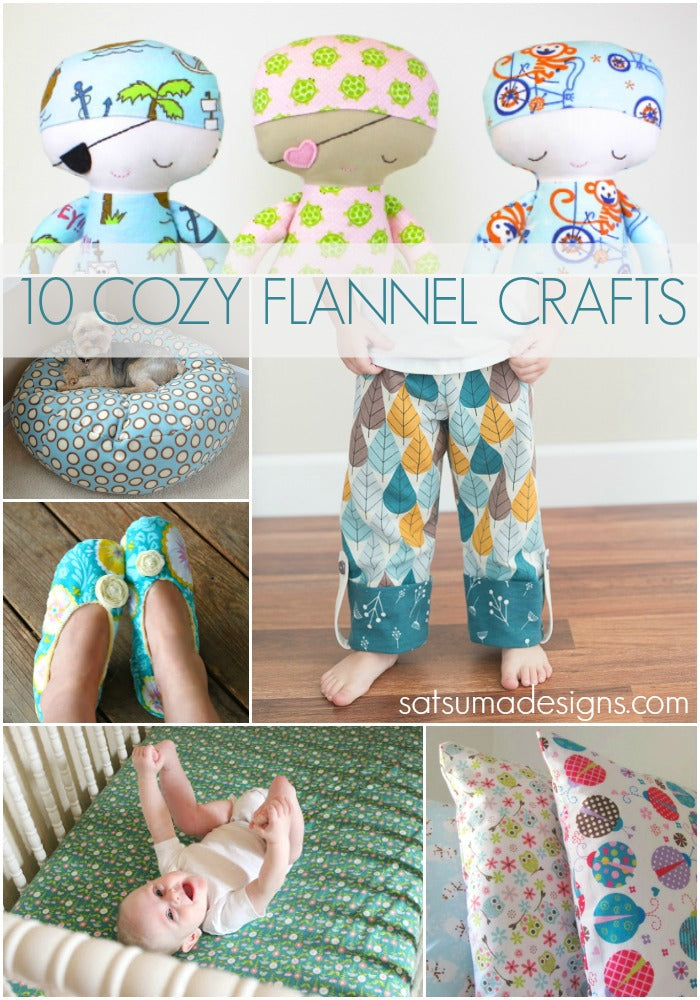 10 cozy flannel crafts to makes this winter. Easy to sew and no-sew options for beginning sewers. #sewing #flannel #crafts #craftsforkids