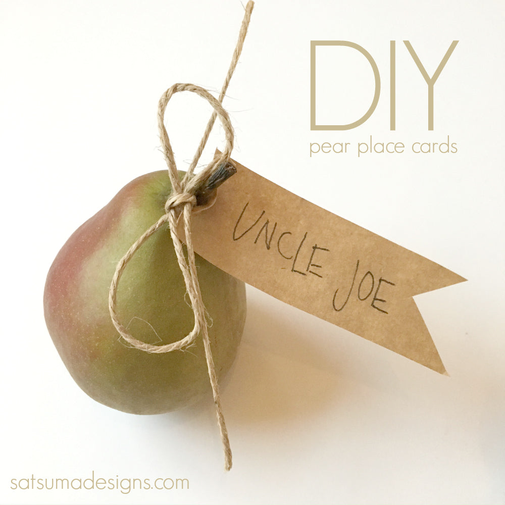 diy mini pear place cards