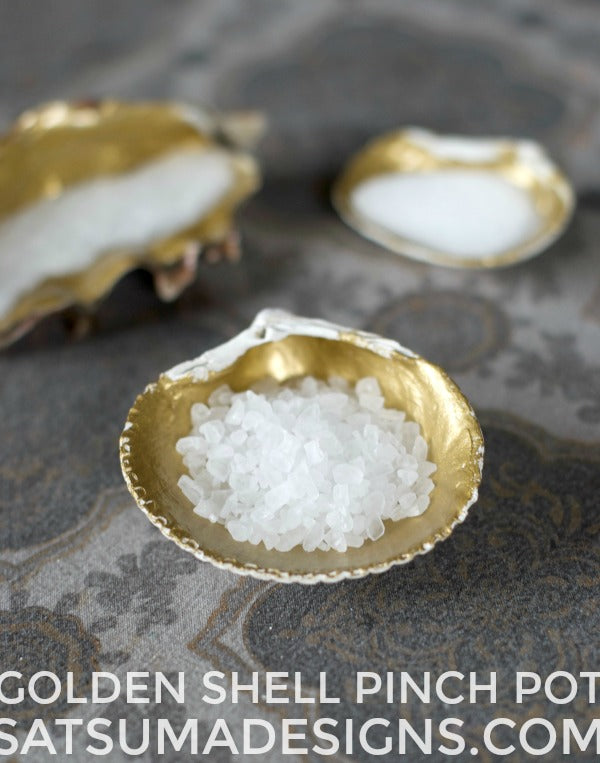 gold shell pinch bowls | SatsumaDesigns.com #beach #gifts