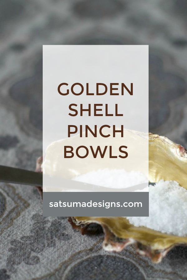 diy golden shell pinch bowls | SatsumaDesigns.com #salt #cellar