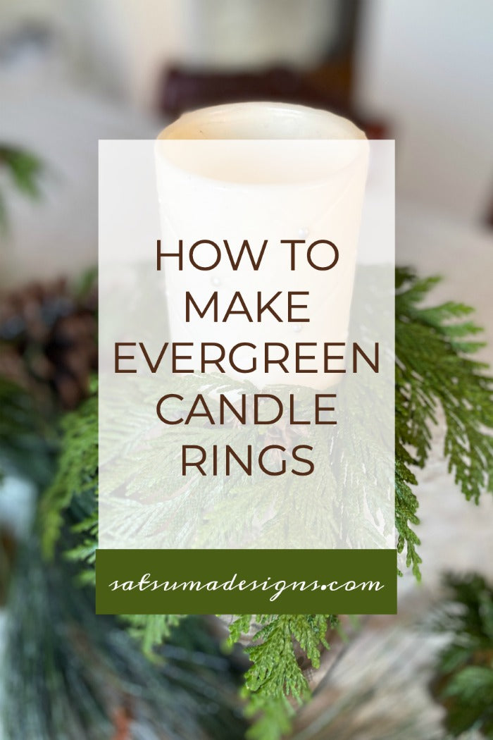 How to easily make evergreen candle rings for holiday decor. Watch my quick video and learn to make these great smelling evergreen candle rings to enjoy all holiday season. #holiday #holidaydecor #candles #candlerings #upcycle #naturecrafts #naturalelements #crafting