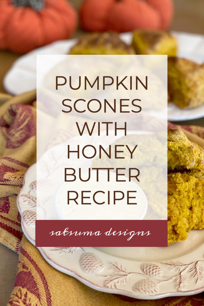 Savory pumpkin scones with honey butter recipe is a great way to welcome autumn. These easy to make scones are lightly spiced and delicious. #fall #autumn #scones #scone #fallyall #itsfallyall #pumpkin #pumpkins #fallharvest #seasonalrecipes #pumpkinspice