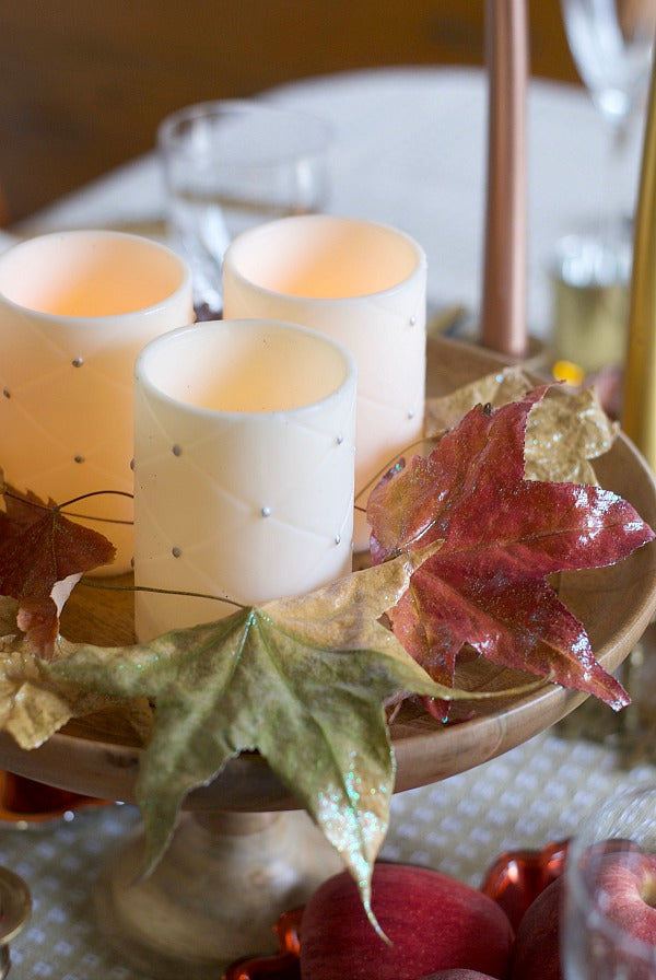 Rose Gold, Amber and Yellow Gold Thanksgiving Tablescape