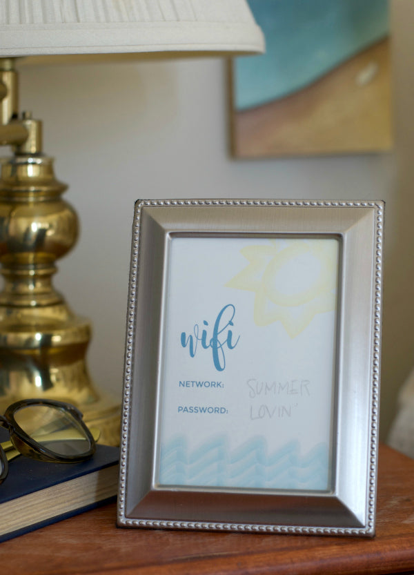 Click through to print my summer guest room wifi printable to keep guests happy | free printable | wifi printable | SatsumaDesigns.com #wifi #printable