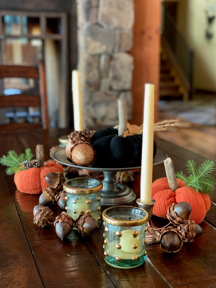 Try this easy DIY upcycled fabric pumpkins with found objects to decorate this #autumn. My easy to follow tutorial walks you through each step with a video and written instructions. #happyfallyall #happyfall #falldecor #decorating #crafts #crafting #upcycle #upcycledcraft #homeschool #artclass #kidscraft #pumpkins #gourds