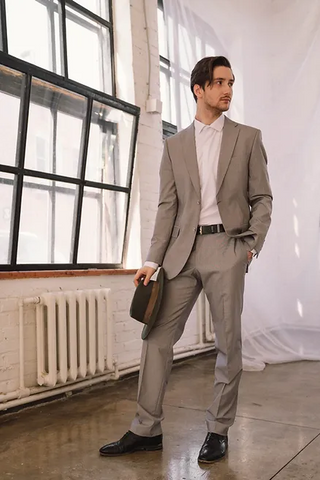 man wearing linen suit
