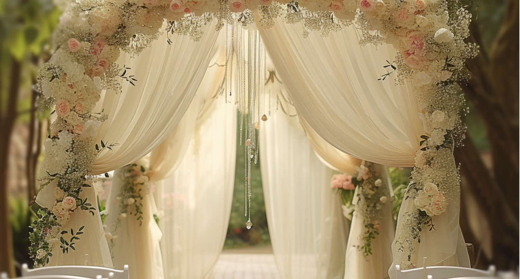 Ideas de arco de boda: arco de tul ligero