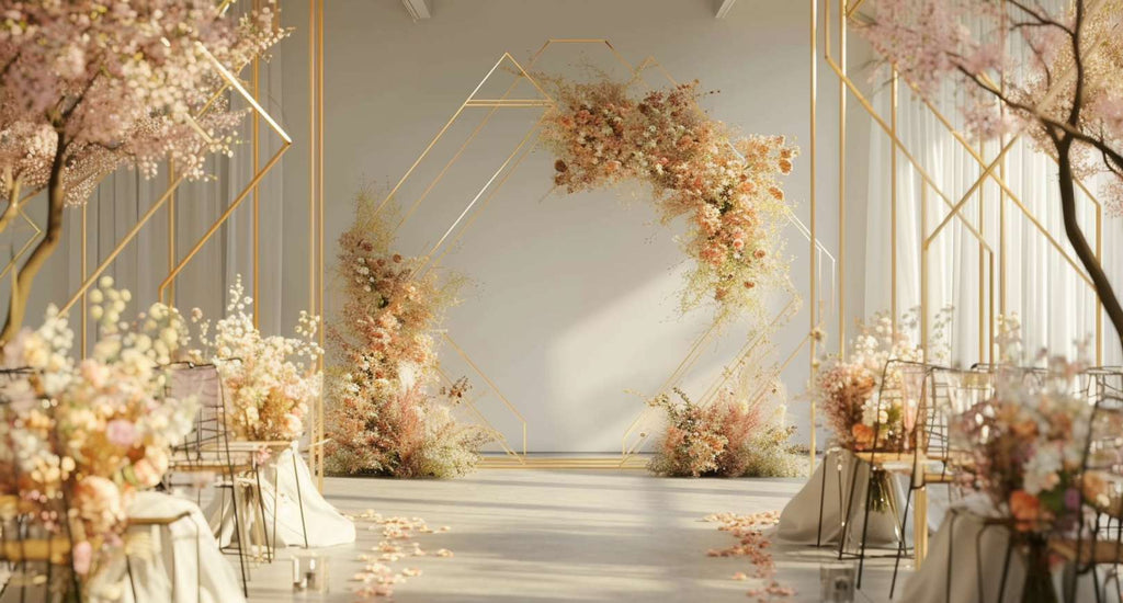 Ideen für einen Hochzeitsbogen: Bogen mit geometrischer Form