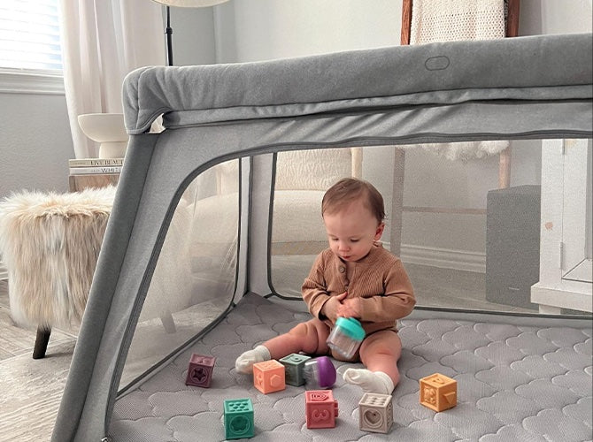 toddler playing with blocks