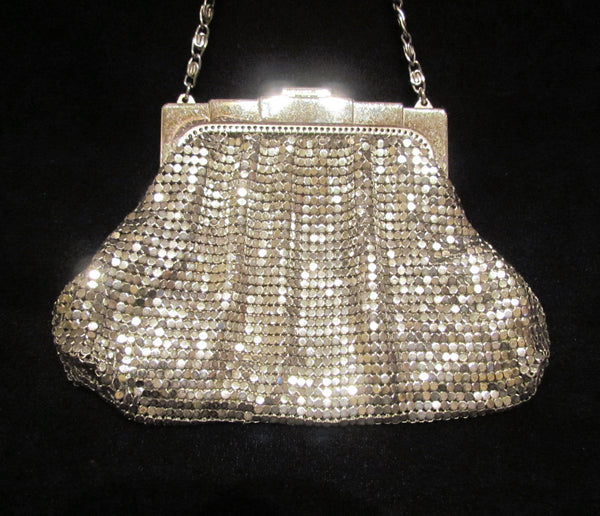 Art Deco Purse 1930s Whiting Davis Rhinestone Silver Mesh Handbag Wedd ...